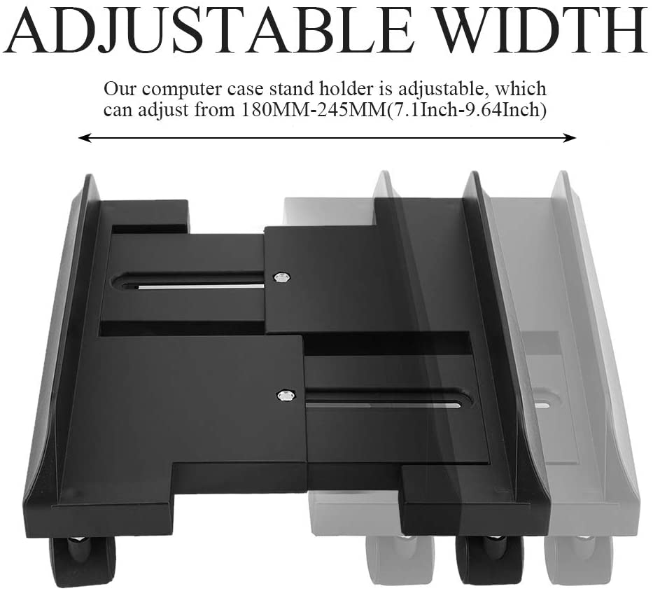 Adjustable CPU Stand for PC Computer Case Holder Bracket Desktop Mainframe Storage Rack with Brake with 4 Caster Wheels
