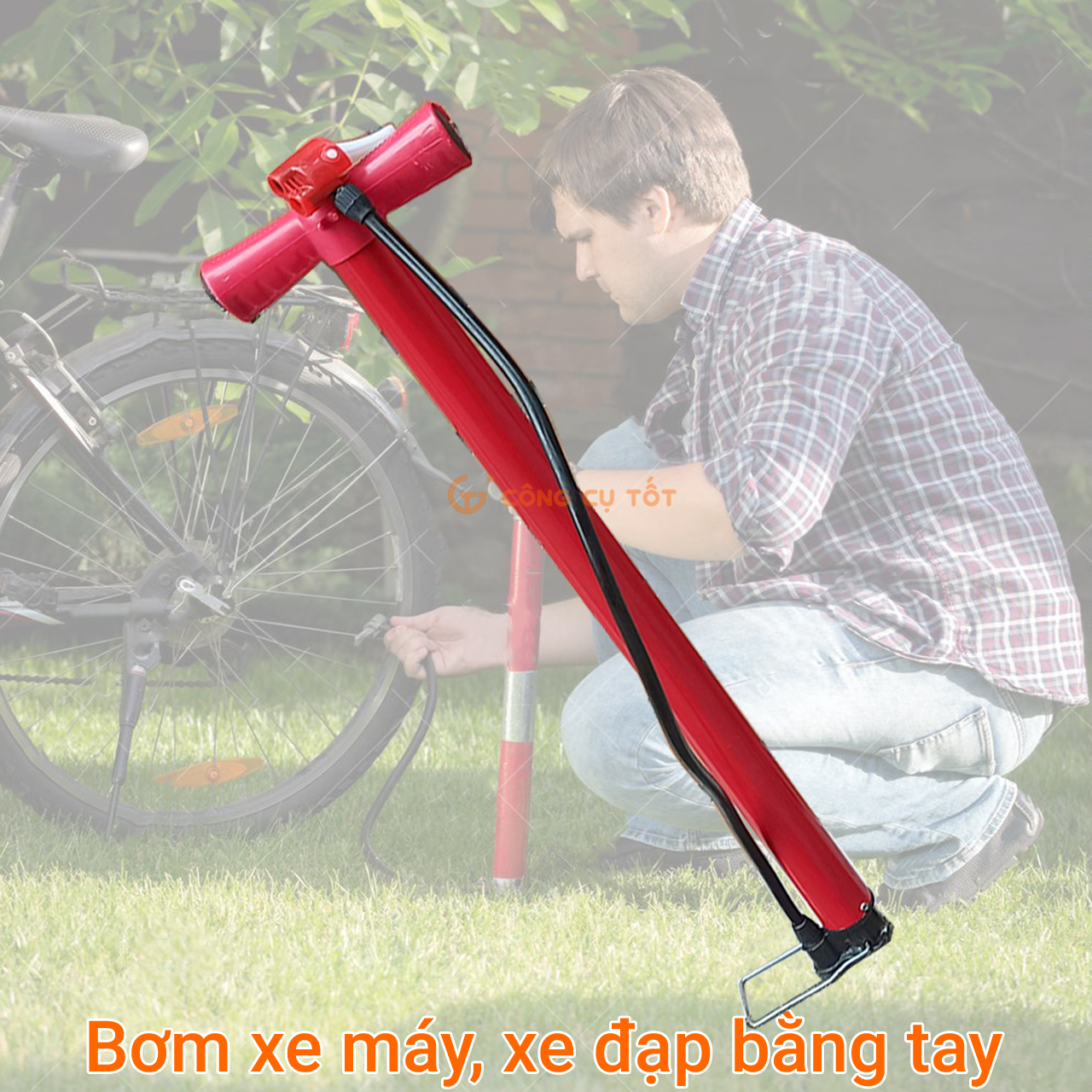 Bơm xe đạp, xe máy bằng tay ống bơm Φ4x53cm