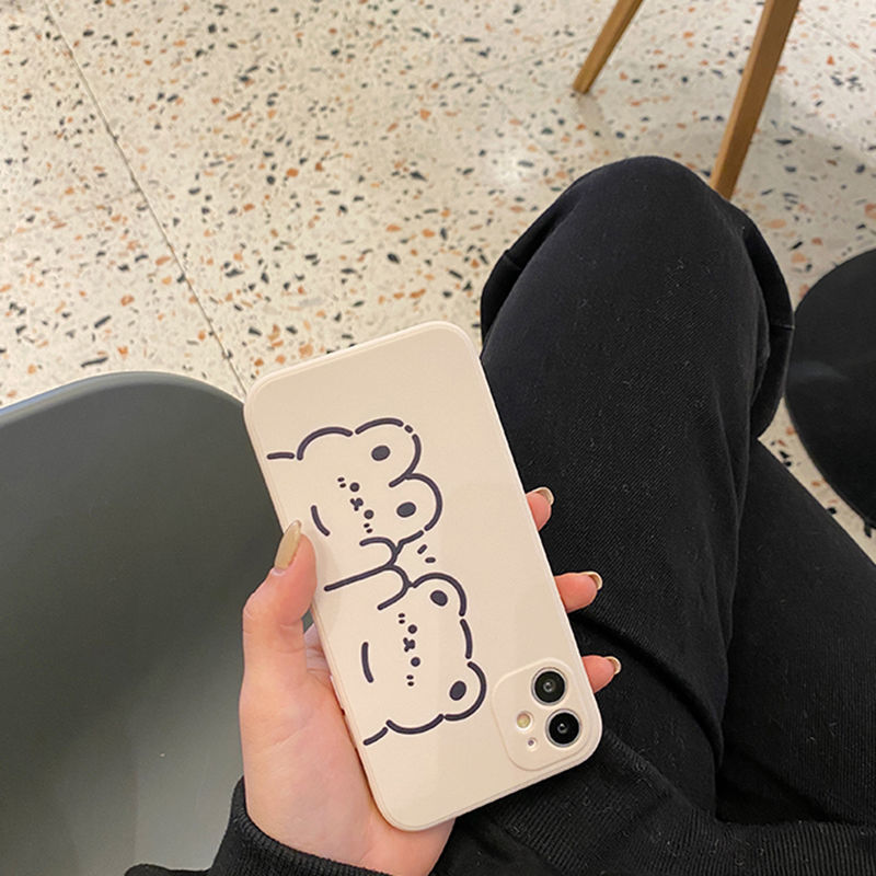Ốp Lưng Silicon Màu Bảo Vệ CAMERA Couple Bear