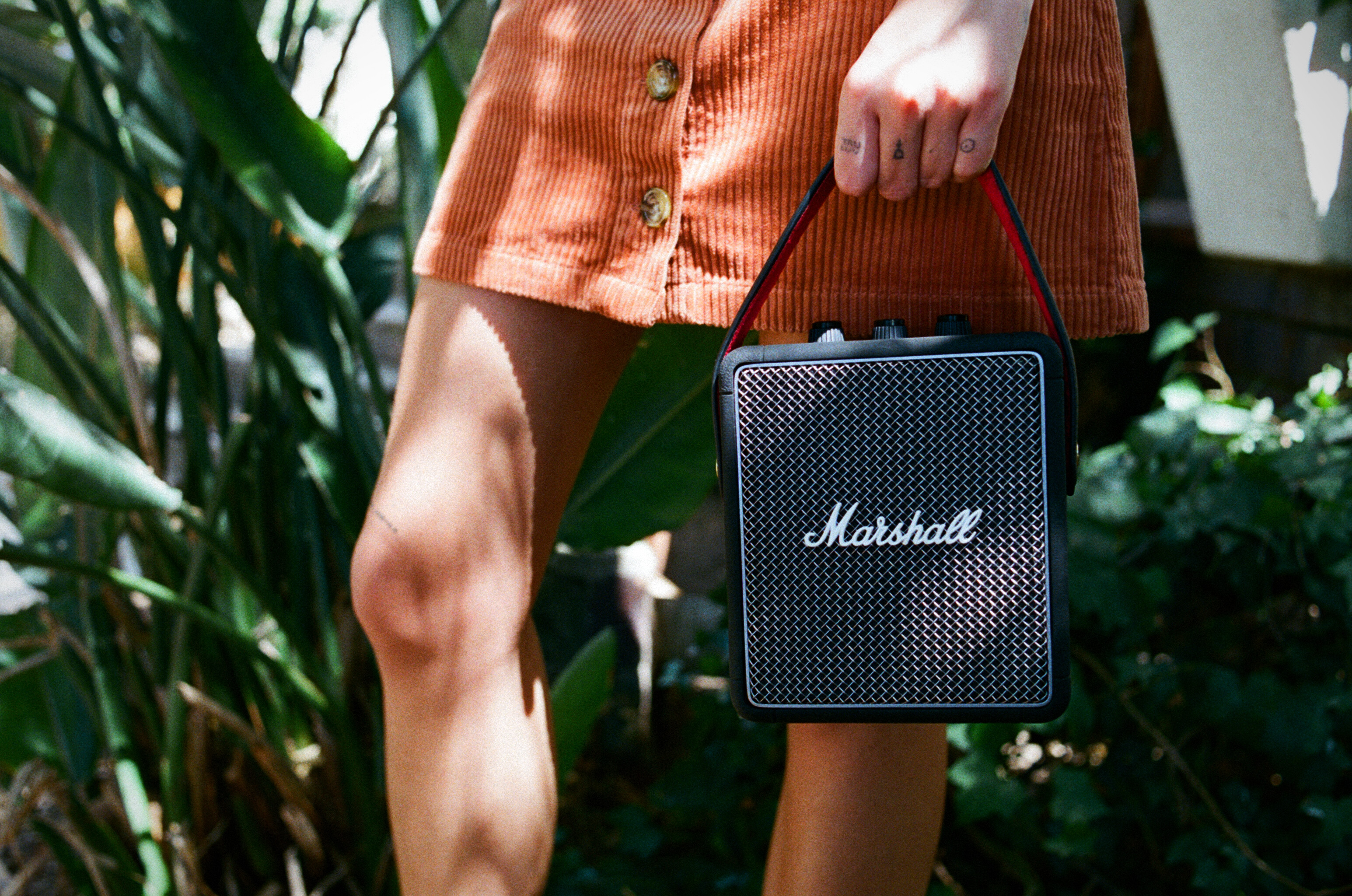 Marshall Stockwell II Portable Bluetooth Speaker, Black and Brass