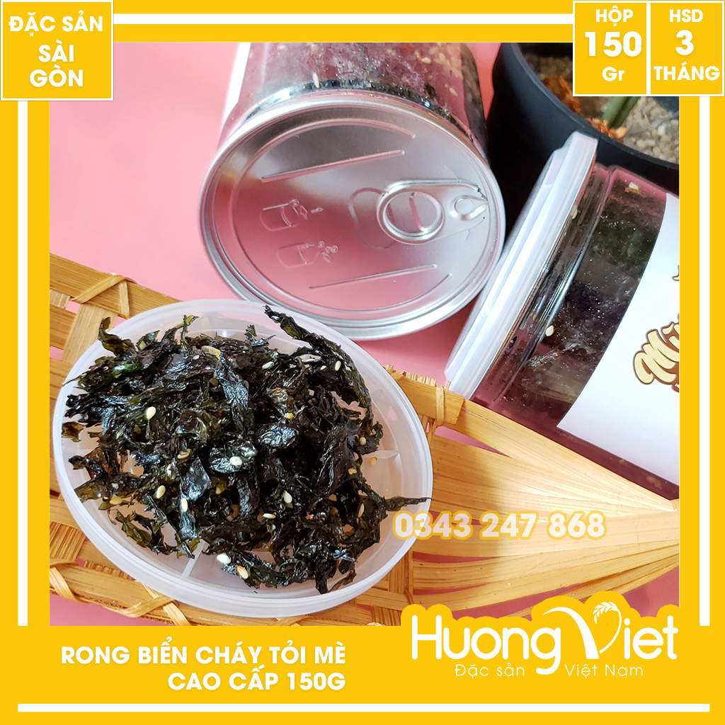 Rong biển cháy tỏi mè cao cấp giòn thơm đậm đà vị 150G đồ ăn vặt Sài Gòn đặc sản Sài Gòn ăn vặt mùa Tết