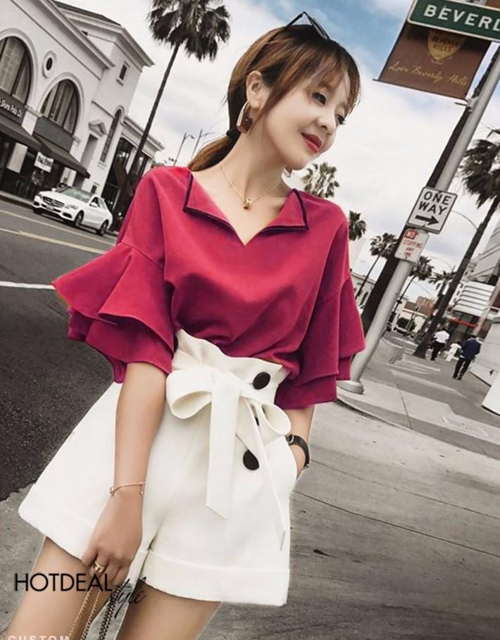 [HCM]Áo kiểu tay loe cổ bé