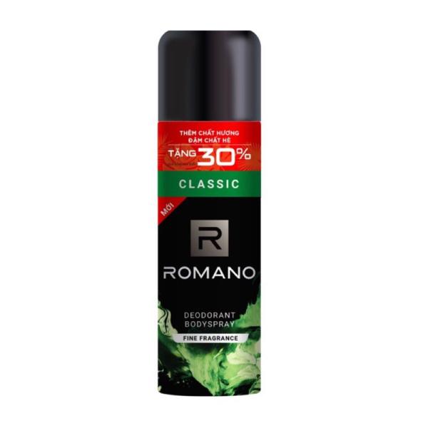 Xịt khử mùi toàn thân cho nam Romano Classic tặng dung tích chai 195ml nhập khẩu