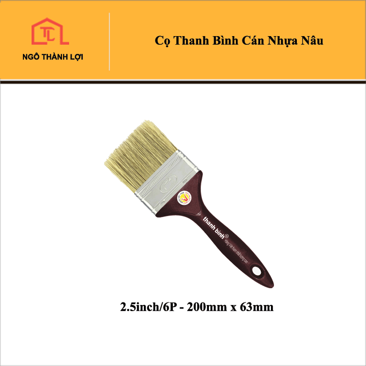 Cọ Thanh Bình cán nhựa nâu 0.5inch / 1inch / 1.5inch / 2inch / 2.5inch / 3inch / 4inch