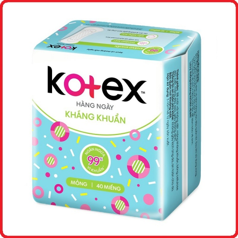 Băng Vệ Sinh Kotex hằng ngày kháng khuẩn gói 40 Miếng - sản phẩm đa dạng chất lượng đảm bảo an toàn về sức khỏe người dùng cam kết hàng giống hình cao cấp