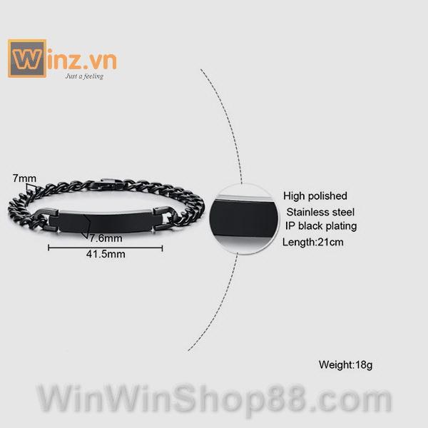 [FREESHIP MAX 15K][HCM]Lắc tay nam inox Hàn Quốc LT126 (Màu đen)