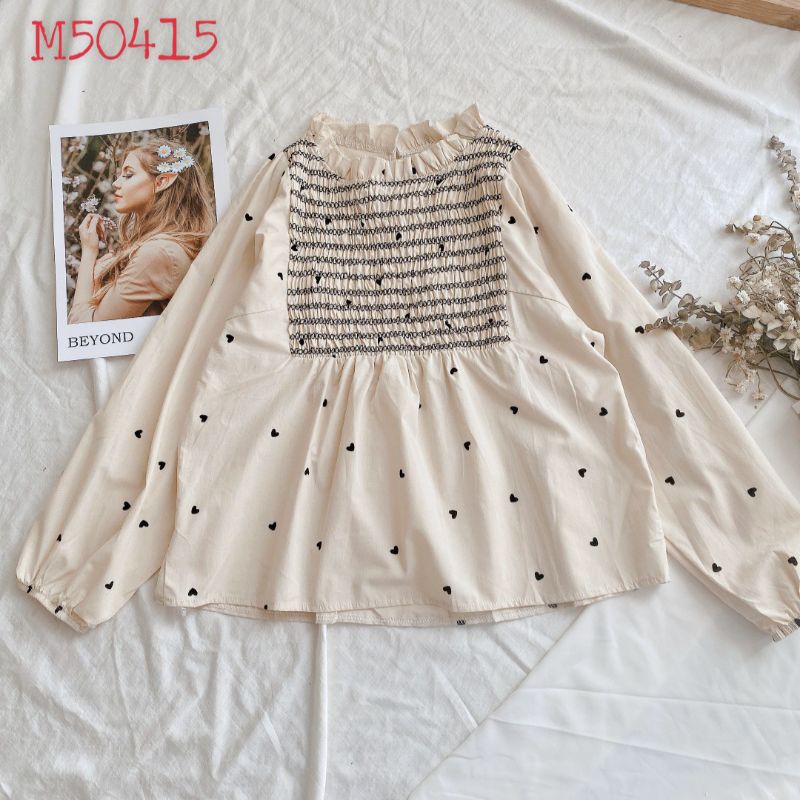 [HCM]Áo peplum nhún chỉ cổ bèo trái tim