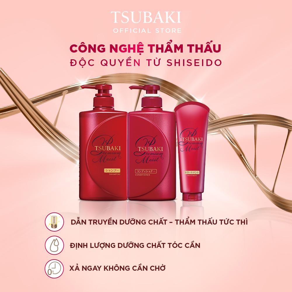 Dầu gội Dưỡng tóc bóng mượt Premium Moist Tsubaki (490ml/chai)