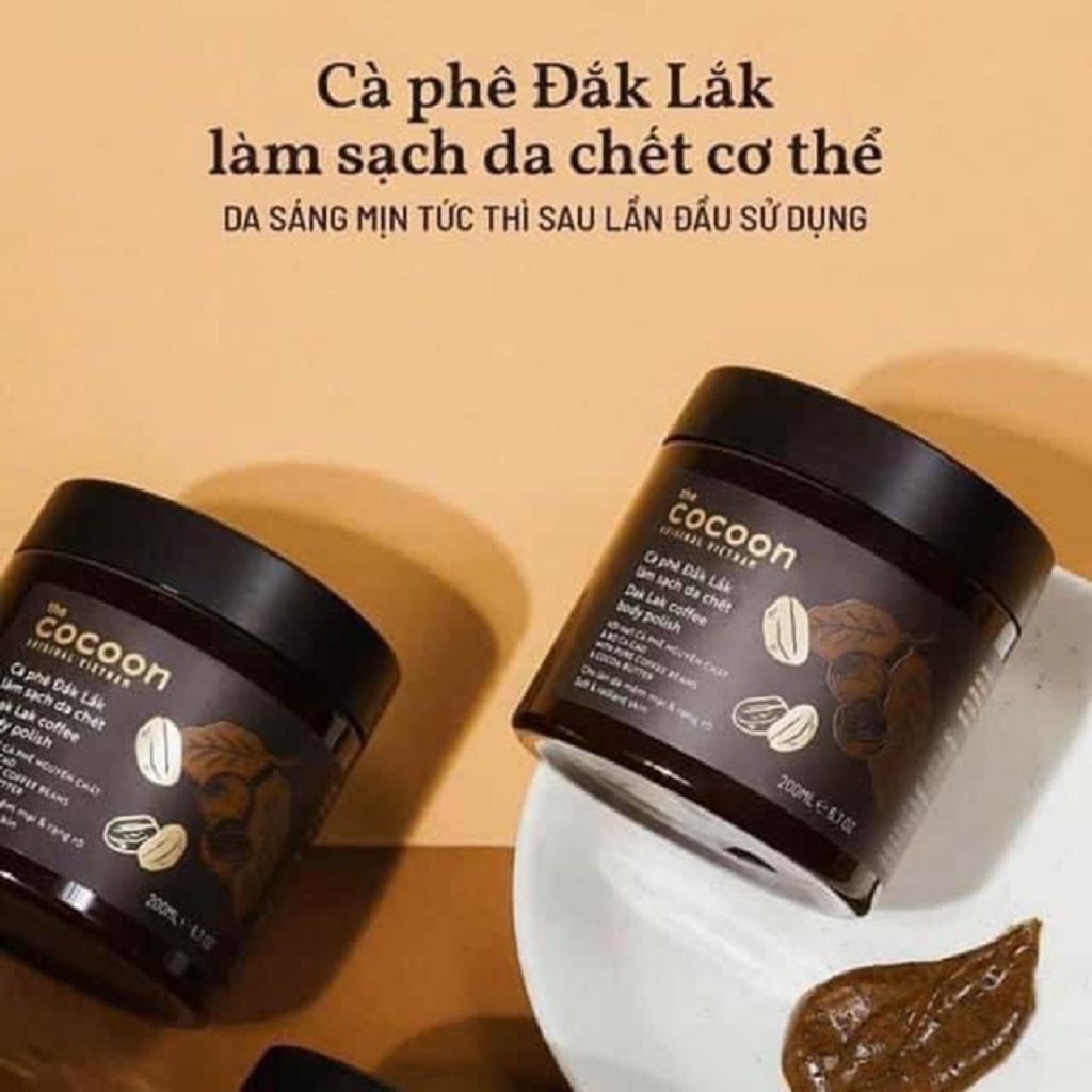 Combo 3 Hộp Cà phê Đắk lắk làm sạch da chết Cocoon 200ml
