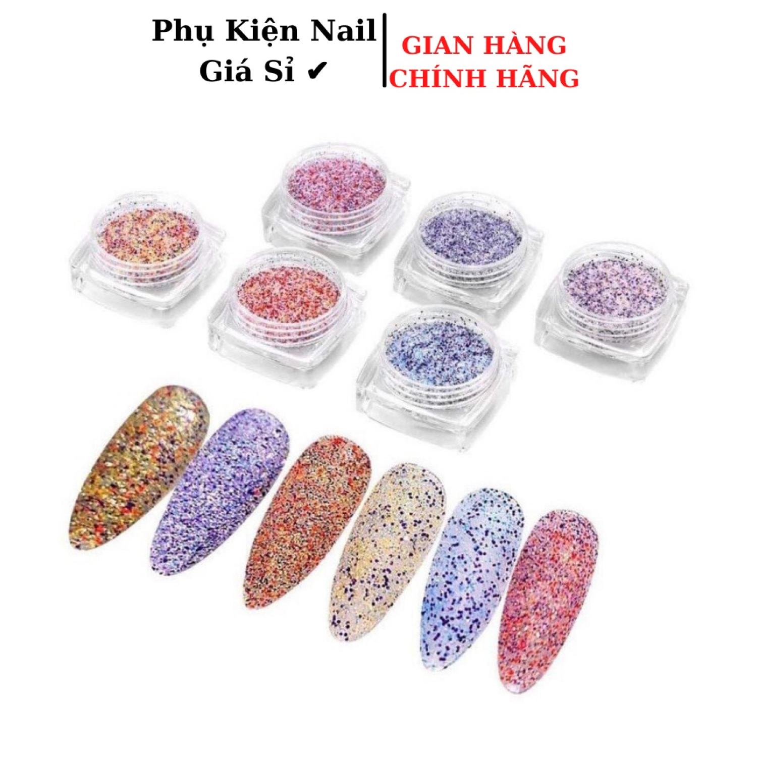Sét nhũ dạ nail , nhũ cát 6 hũ