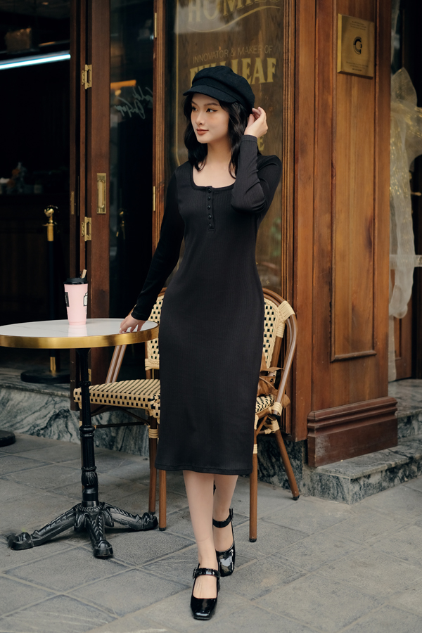 Đầm len thun tăm 322DR9010 ADOREDRESS