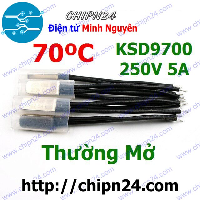 [1 cái] (F76) Cầu Chì Nhiệt KSD9700 Thường Mở 70 Độ Kim Loại (5A 250VAC)