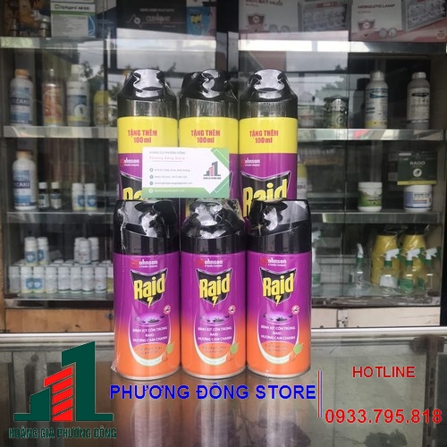 Bình xịt muỗi và côn trùng Raid - bình xịt sẵn 520ml hương ngẫu nhiên