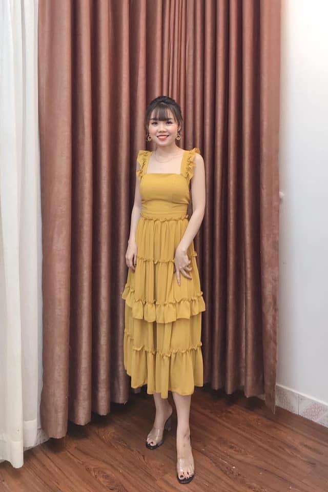 Đầm maxi cánh tiên hở lưng có mút ngưc