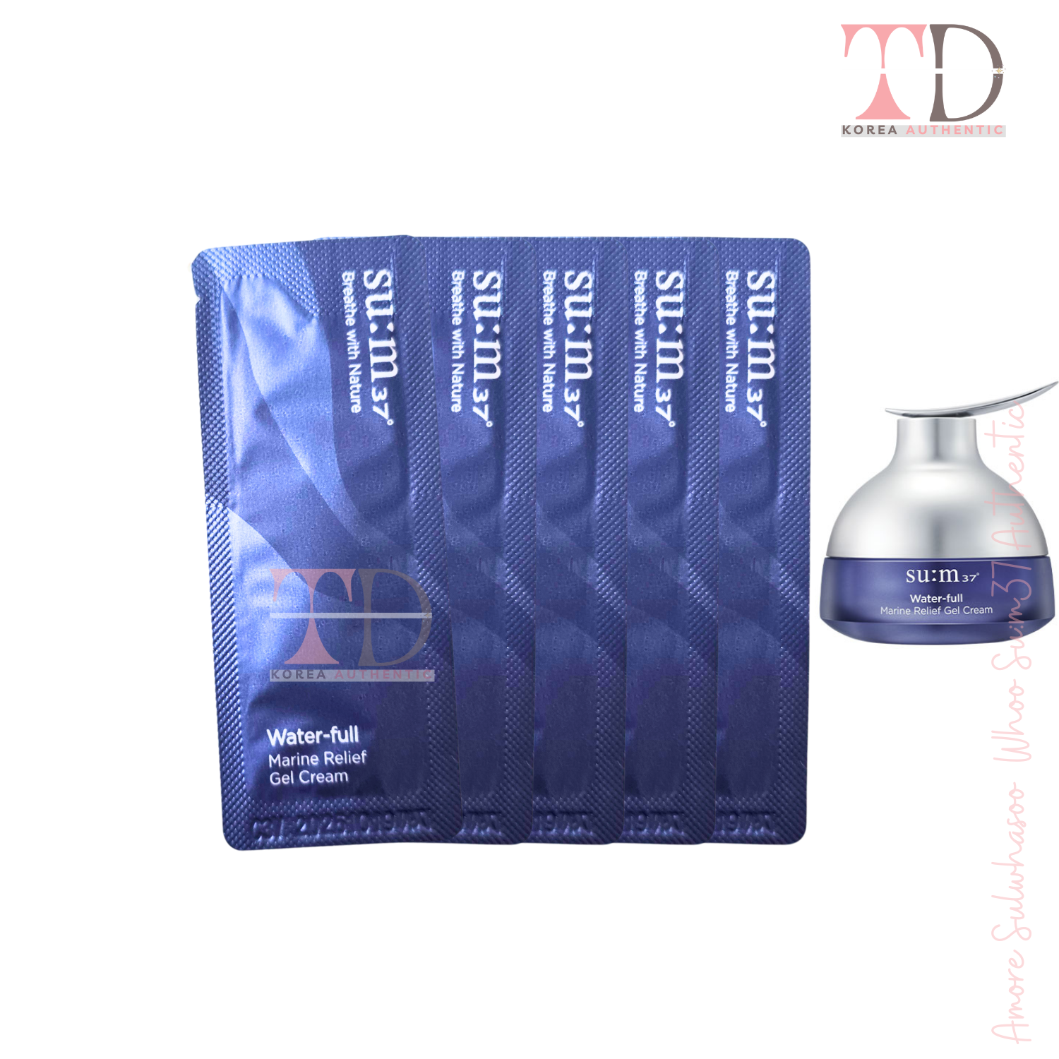 Su:m37 1 hoặc 10 Gói Sample Kem Dưỡng Sum37  Water-full Marine Relief Gel Cream 1ml Kem dưỡng Sum Xanh Cấp Nước Kiềm Dầu tloskorea cũ