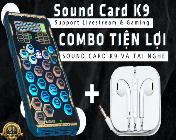 Sound Card Auto Tune K9 Bộ Thu Âm Chuyên Nghiệp Dành Cho Điện Thoại - PC - Laptop Dùng Để Làm Streamer, Thu Âm, Livestream,Hát Karaoke Tích Hợp Bluetooth 5.0 Trang Bị Pin Sạc Dung Lượng Cao - Bảo Hành 1 Năm