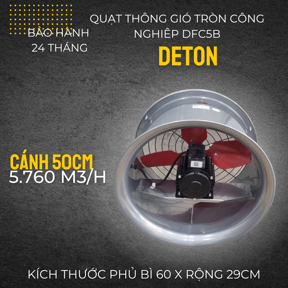 [HCM] QUẠT THÔNG GIÓ TRÒN DETON 370W/ 220V (ĐKÍNH CÁNH 500MM) - DFC-5B