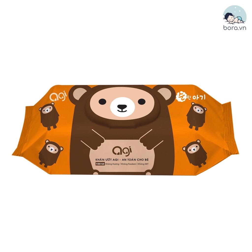 Combo 5 Gói Khăn Ướt Agi Không Mùi 100 Tờ (khăn ướt cho bé không mùi khăn ướt Hàn Quốc) mẫu mới 2025