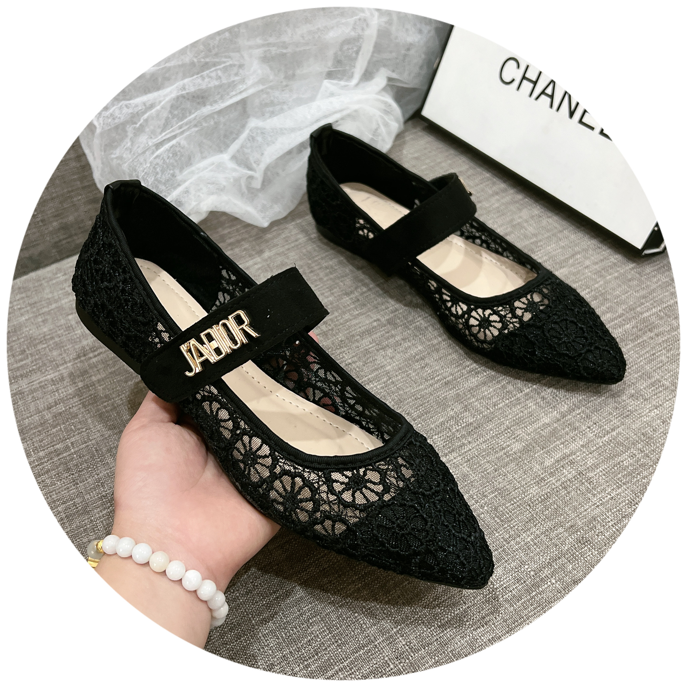 giày búp bê da trần lưới siêu êm sang chảnh B53
