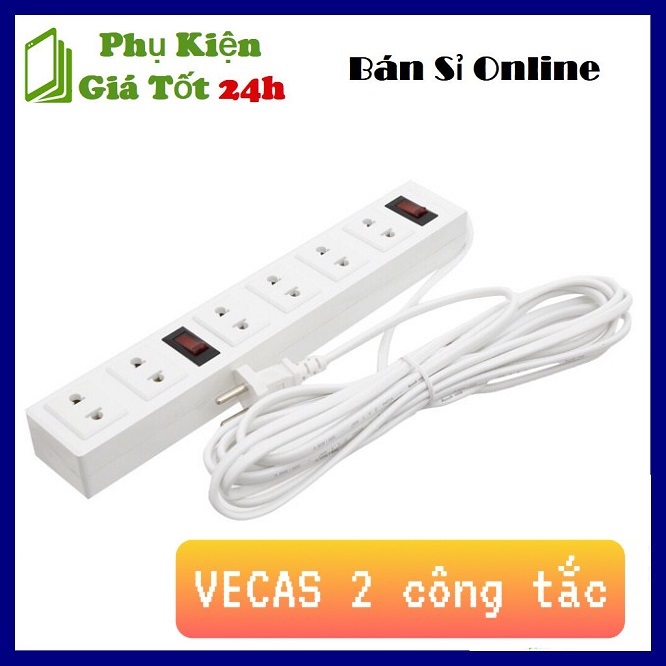 [HCM]⚡ Siêu Hot ⚡ Ổ Điện Dài VECAS 6 Lỗ 2 Công Tắc Cao Cấp - Ổ ĐIỆN VECAS 3M 2 CÔNG TẮC