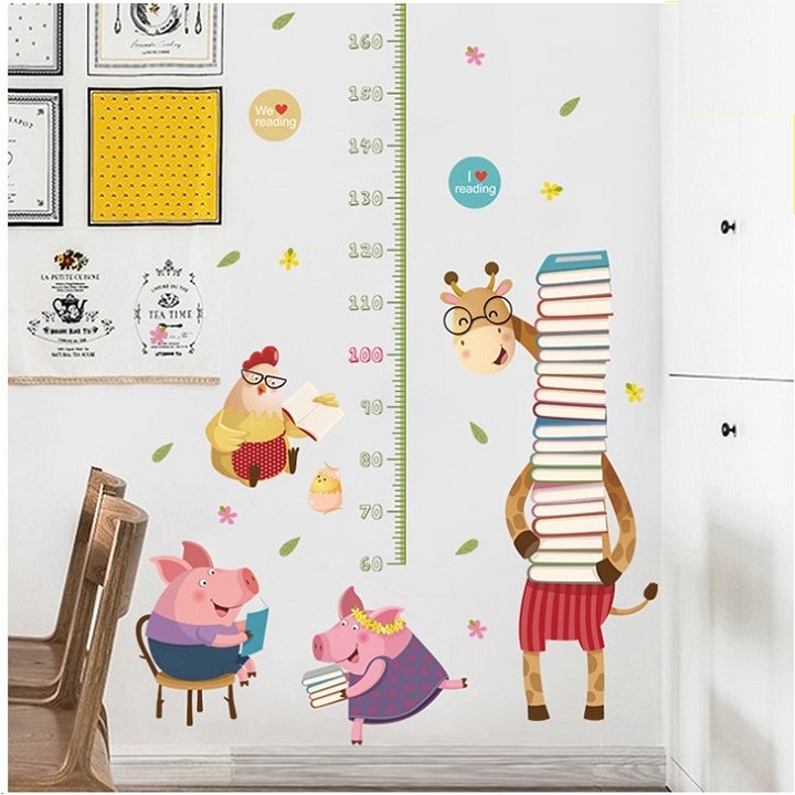 [HCM]Decal đo chiều cao cho bé hươu và heo peppa