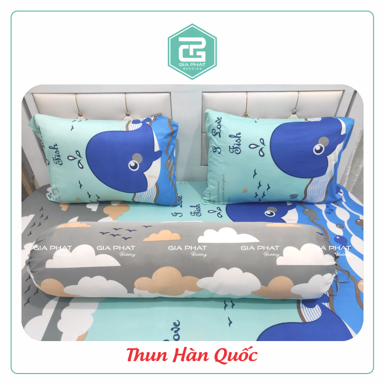 Bộ ga giường Thun Lạnh Hàn Quốc 4 món  (1 ga bọc + 2 vỏ gối nằm + 1 vỏ gối ôm)