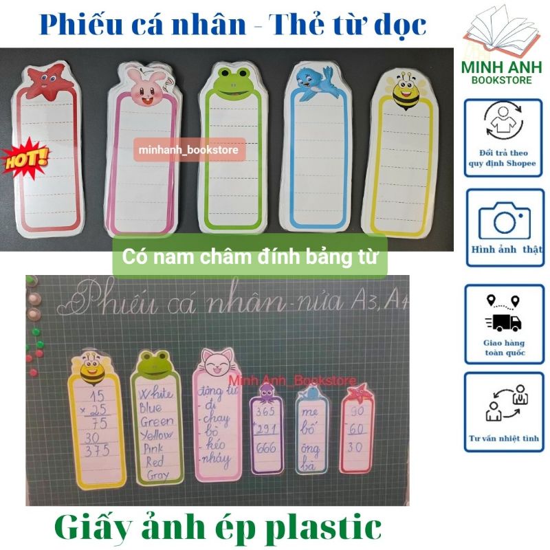 Phiếu cá nhân Thẻ từ con vật Đồ dùng dạy học