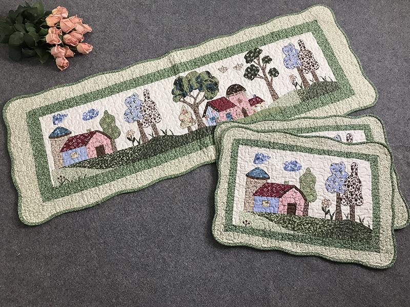 Thảm set 3 cái, 100% cotton, mặt dưới có hạt chống trượt