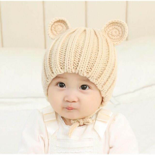Mũ len tai gấu cho bé 0 - 3 tuổi