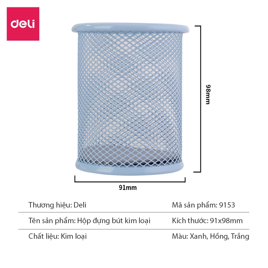 Cốc cắm bút kim loại Deli 91x98mm - 9153