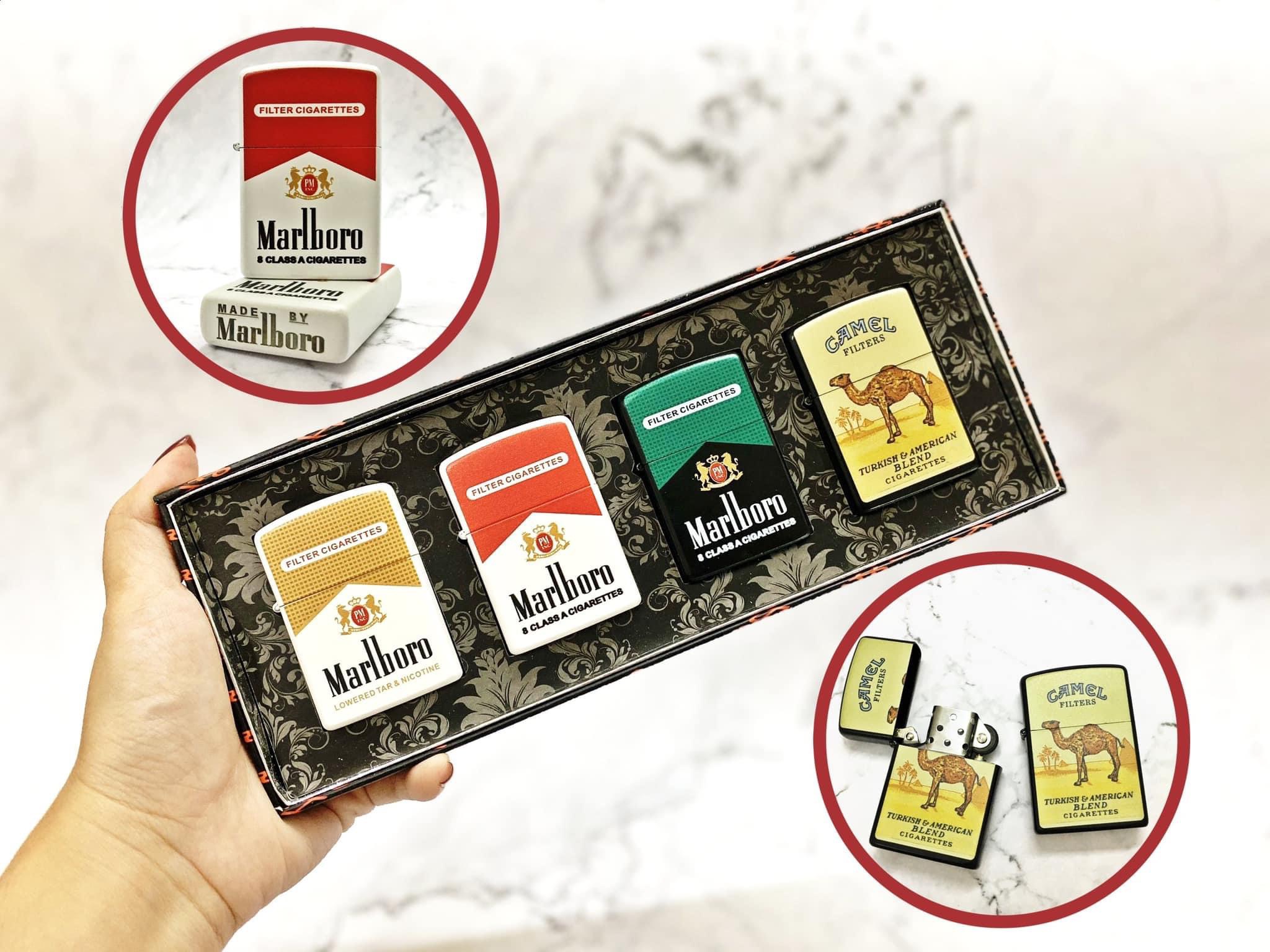 [HCM] Bộ 4 Bật Lửa Zippo Hình Logo Các Loại