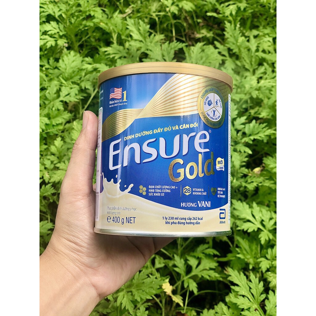 Date mới Sữa Bột Abbott Ensure Gold 400g ít ngọt date 2022