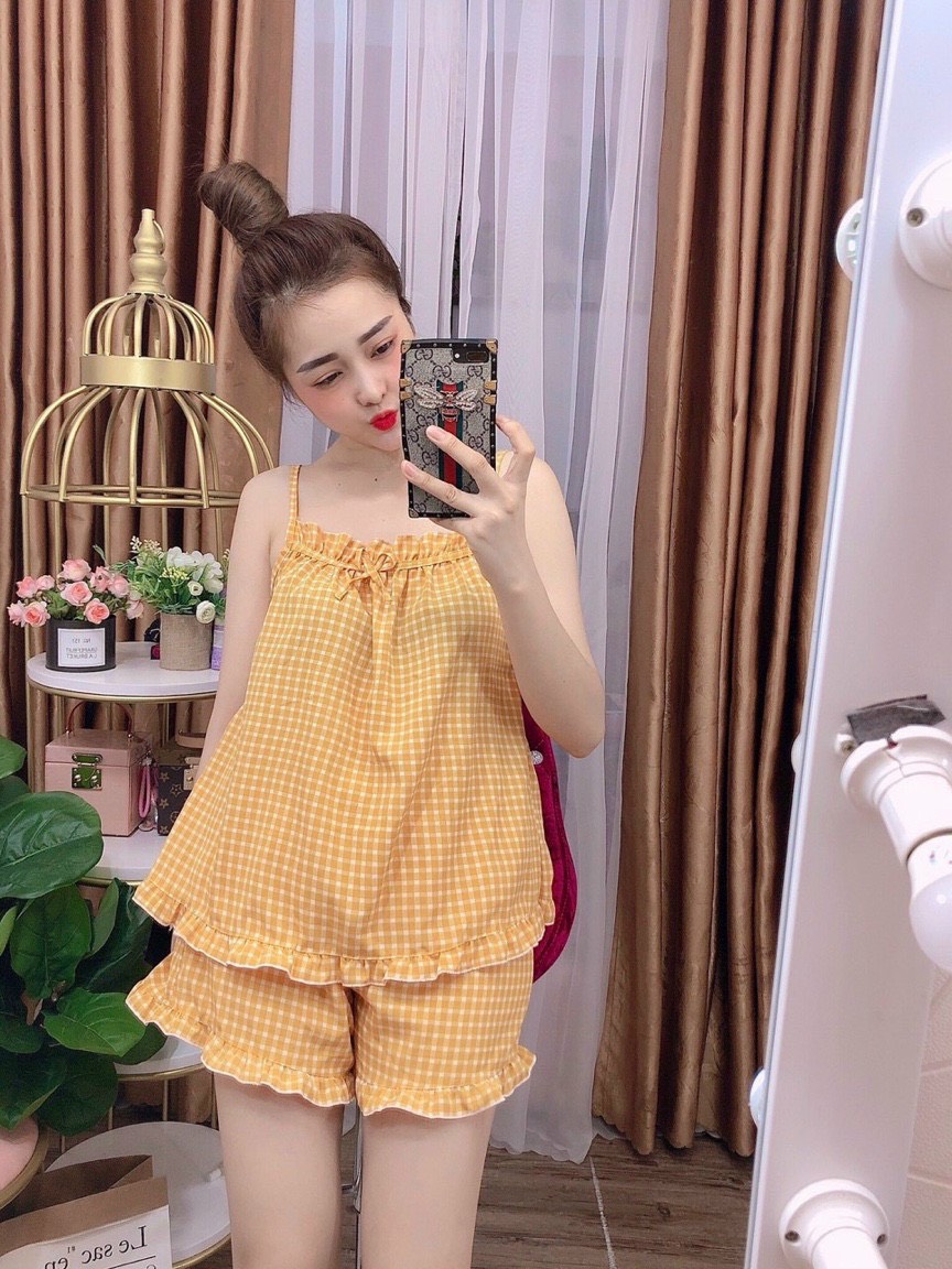 set bộ đồ tiểu thư mặc nha chất satin lụa mặc bao mát TNM