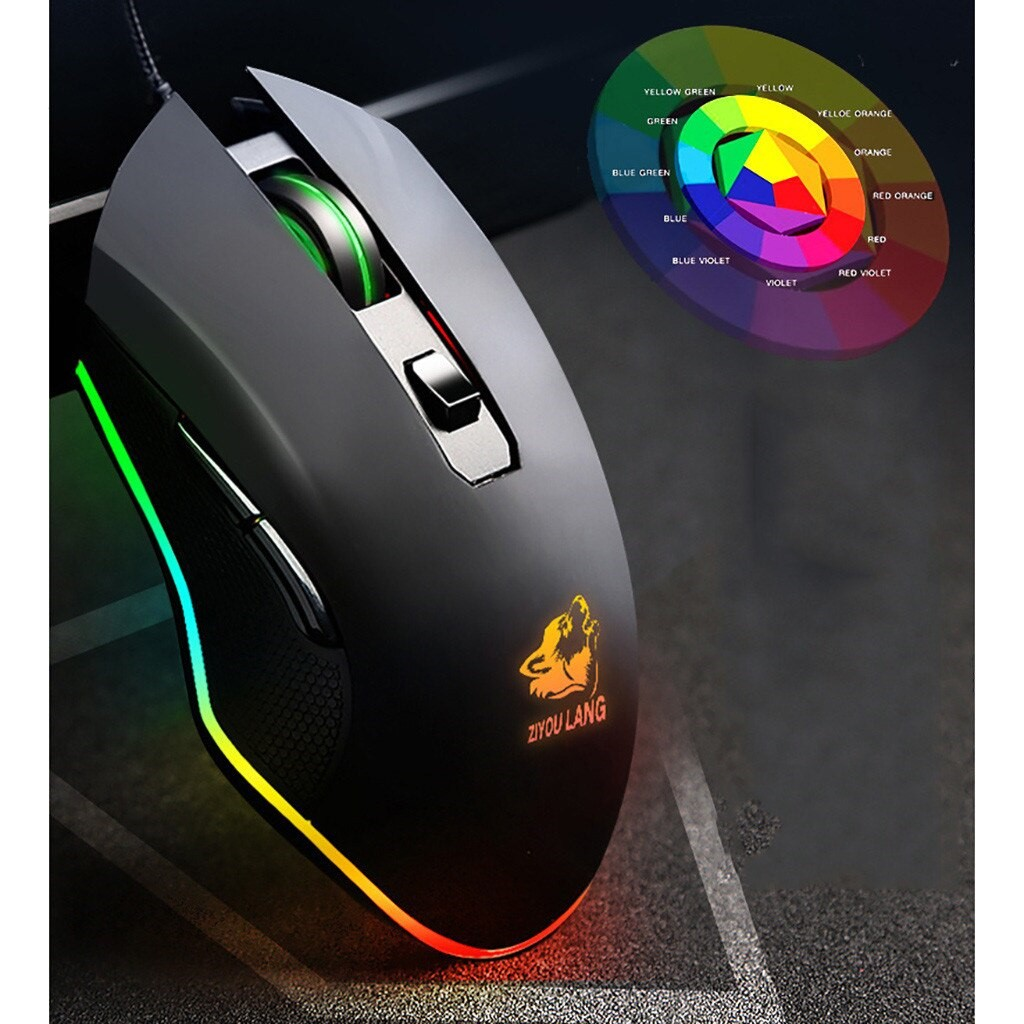 Chuột game thủ gaming v1 wolf black led rgb 16 triệu màu - siêu bền - 3200 dpi