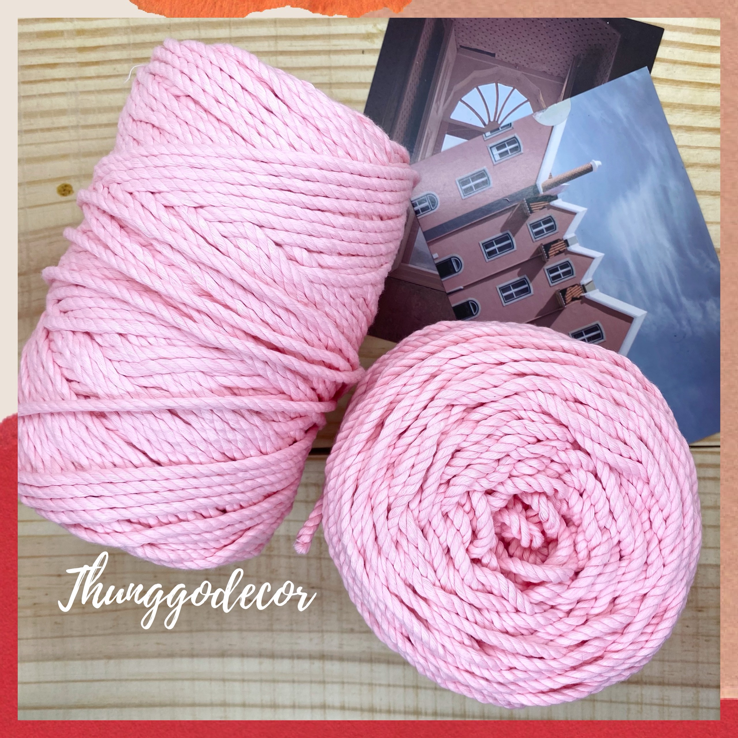 Dây Thừng Macrame Màu Hồng Baby 5mm 3mm