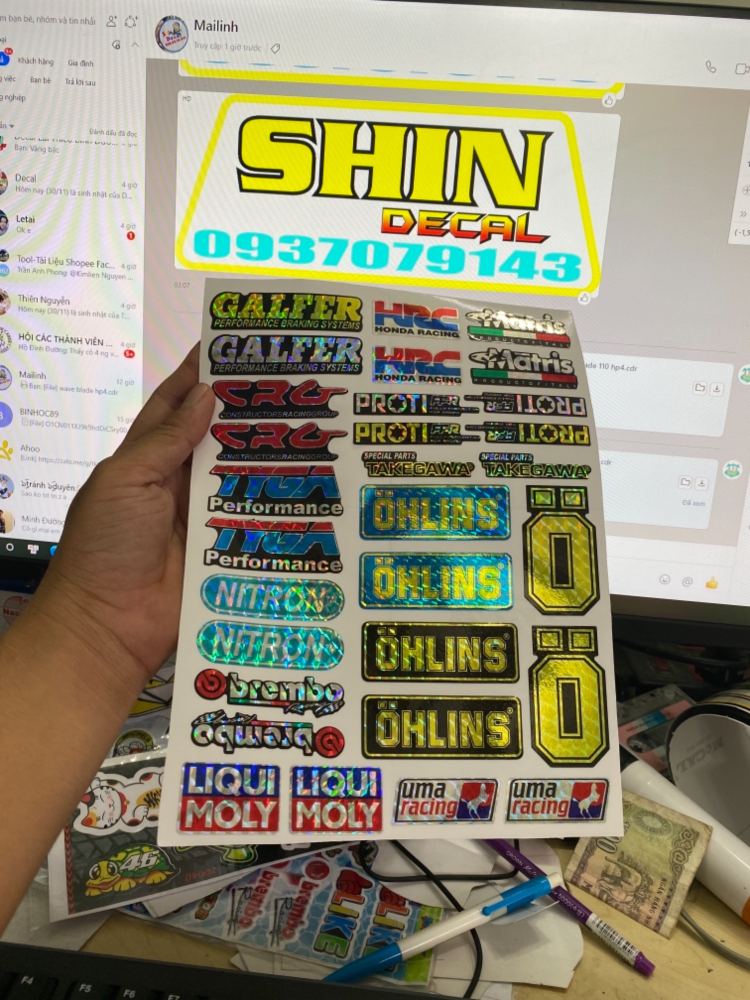 Logo sticker khổ a4 dán trang trí xe máy