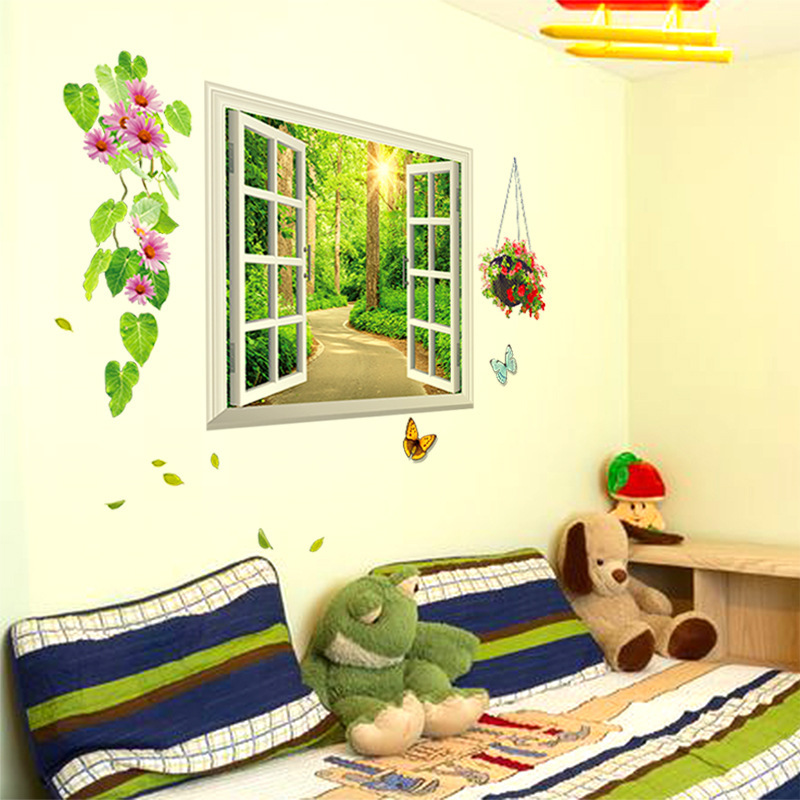 Decal dán tường cửa sổ xanh mặt trời DXL1141