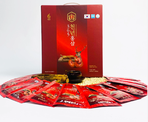 Nước Hồng Sâm Linh Chi Nhung Hươu 365 Hansusam Hàn Quốc - Hộp 60 Gói x 50ml