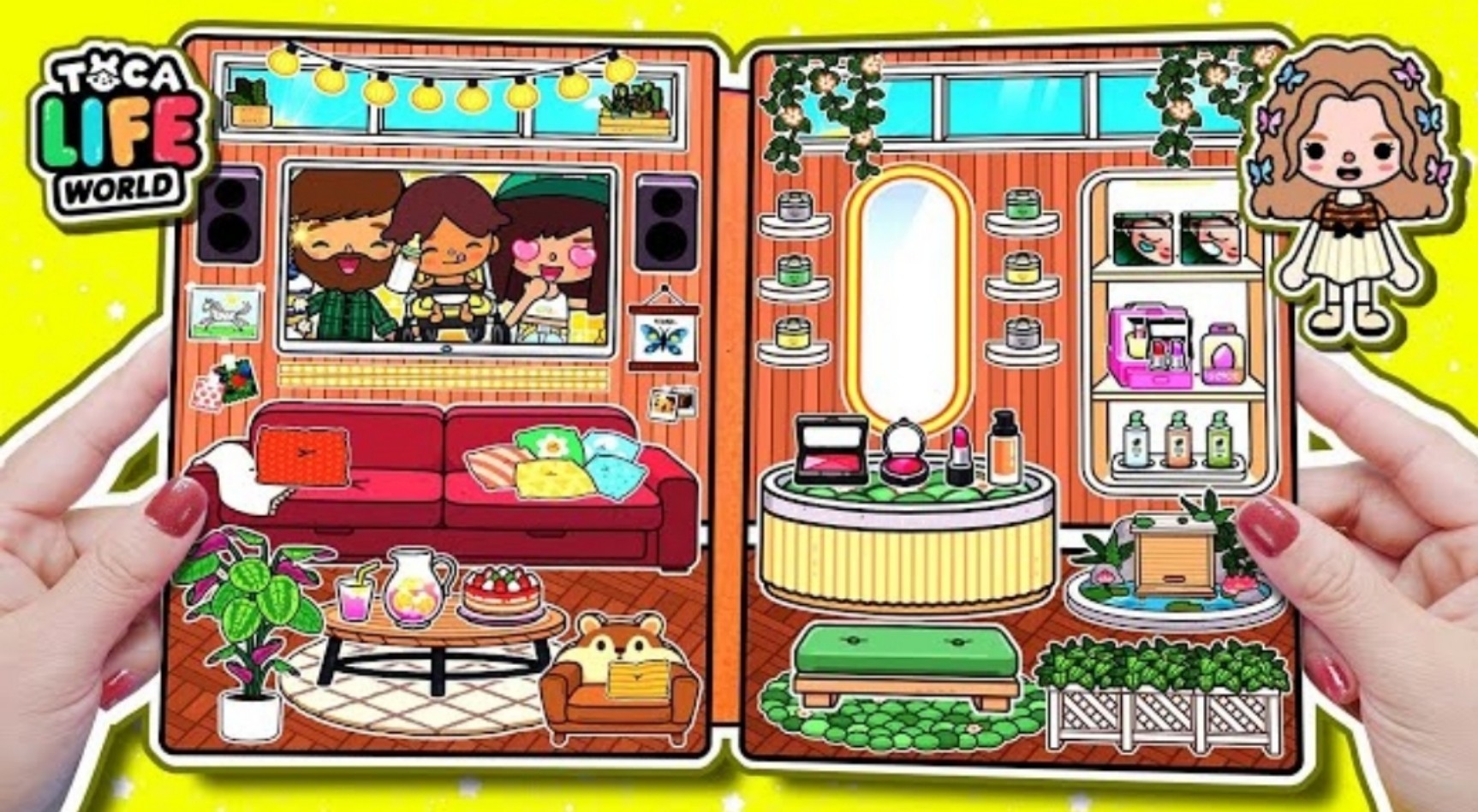 Ngôi nhà búp bê giấy toca boca - ngôi nhà của cô bé tóc nau dể thương