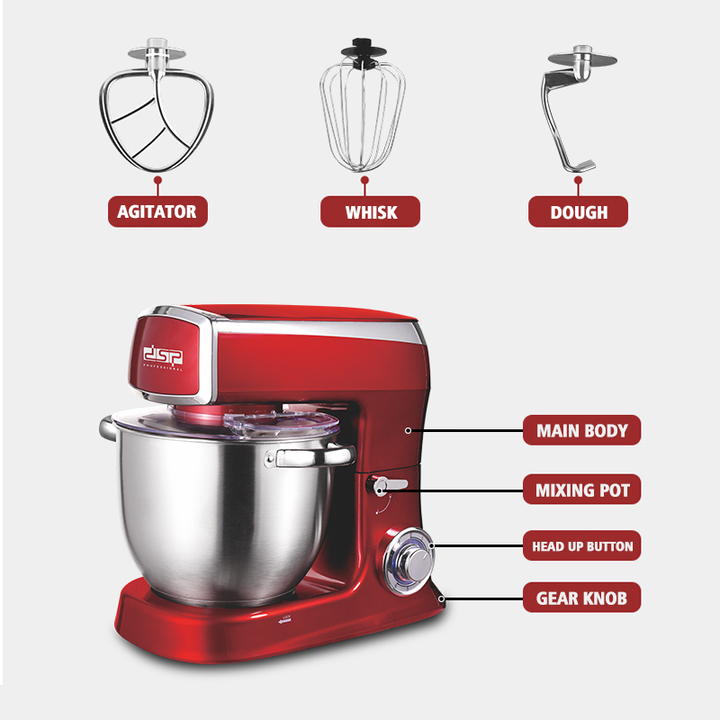 Máy trộn bột, đánh trứng 7 lít cao cấp DSP KM3051 công suất 1500W trộn tối đa 2,6kg bột - BẢO HÀNH 12 THÁNG