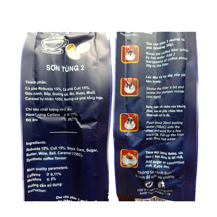 Cà phê Sơn Tùng (bao bì xanh biển) Số 2 xanh gói 500g