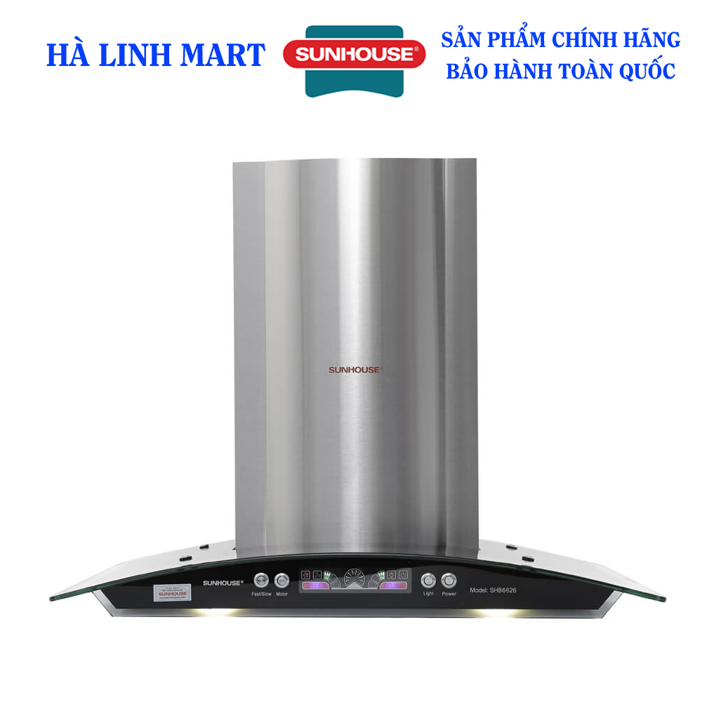 Máy hút mùi nhà bếp Sunhouse SHB6626 - Máy hút khói kính cong được bảo hành 18 tháng tại nhà