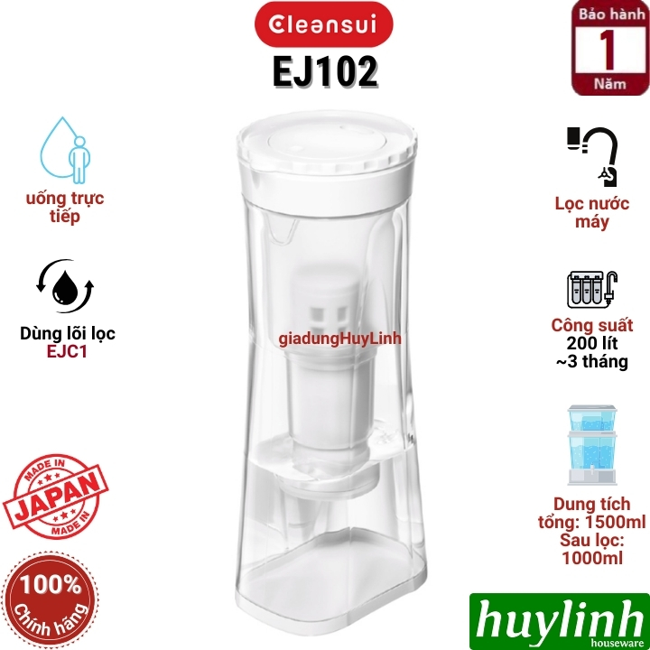 Thiết bị bình lọc nước cầm tay Mitsubishi Cleansui EJ102 - Made in Japan