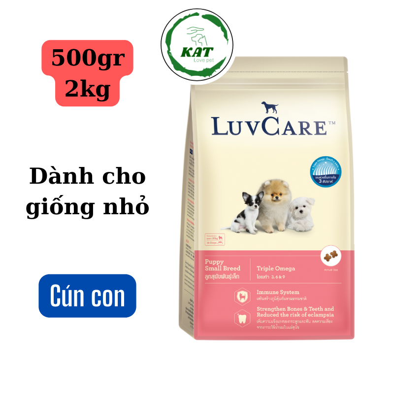 Hạt thức ăn cho chó luvcare - dành cho chó giống nhỏ - gói 500gr 2kg - kat love pets
