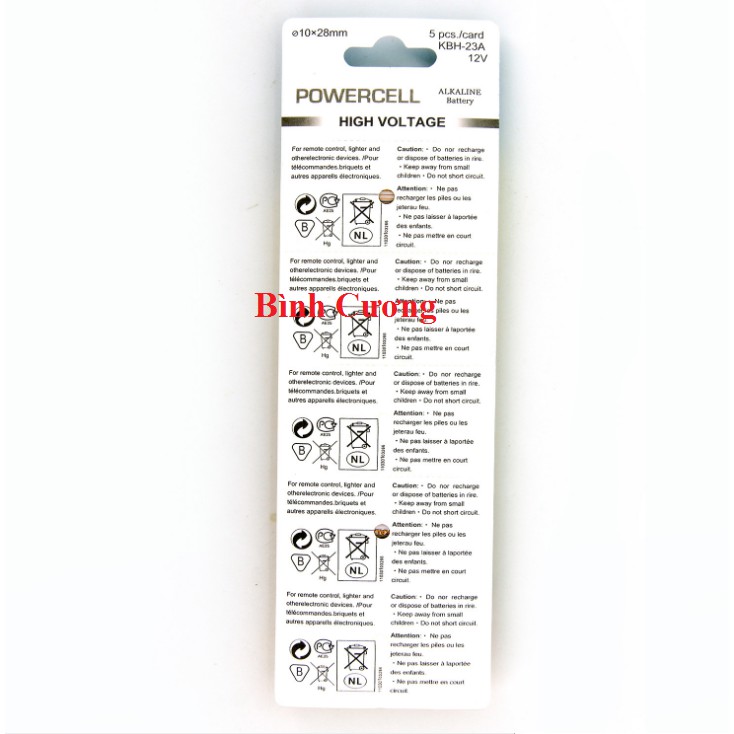 Vỉ 5 Pin Alkaline 12V 23A