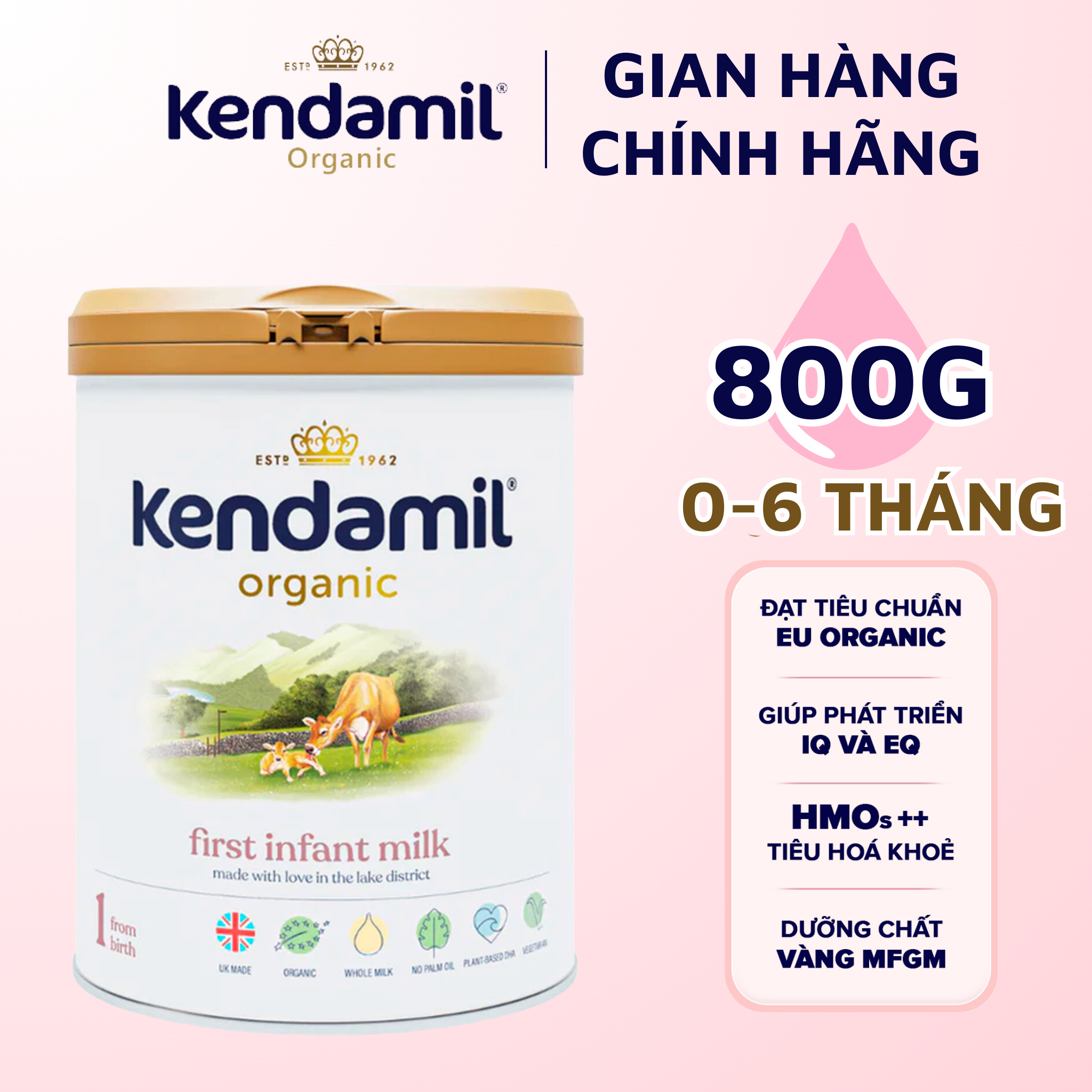 Sữa Công Thức Hữu Cơ Kendamil Organic chứa HMOs Số 1 (800g)