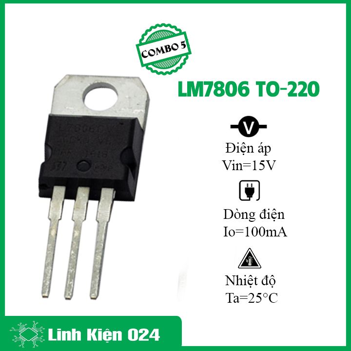 Bộ 5 ic nguồn lm7806 to-220