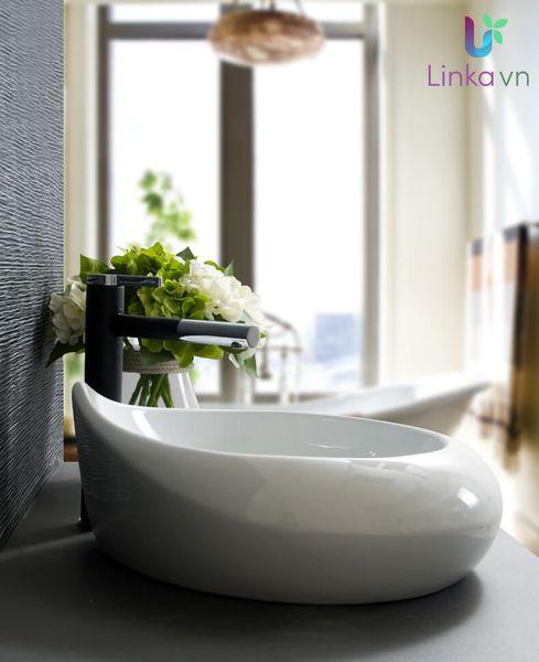 Chậu rửa lavabo gốm sứ nghệ thuật LAV0059 – Thiết kế cánh hoa cách điệu