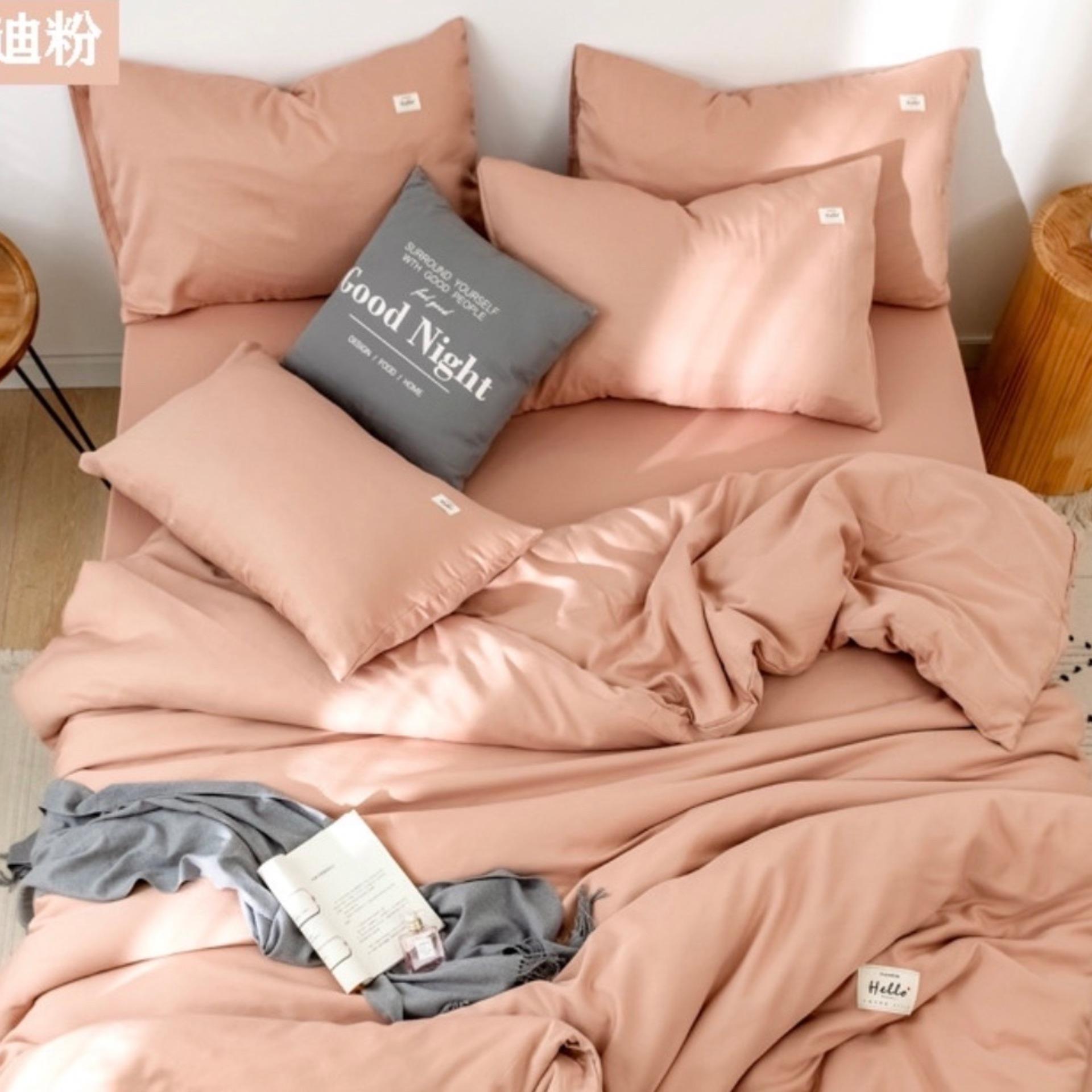Bộ chăn ga gối Cotton trơn màu Basic cam đất hiện đại đủ kích thước