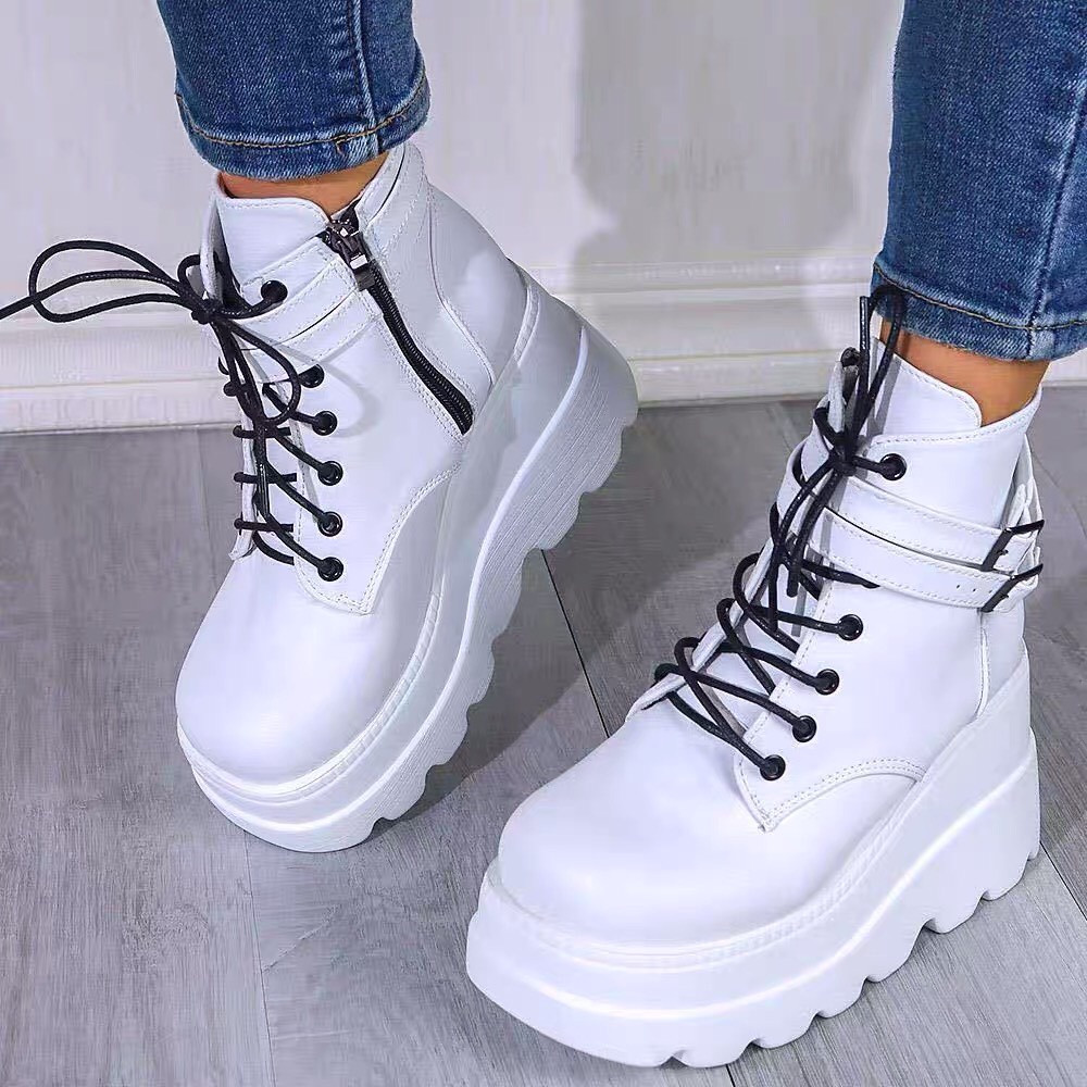 (FREESHIP - SẴN) GIÀY BOOTS HARAJUKU ROCK DARK - Giày Boots Đế Bánh Mì